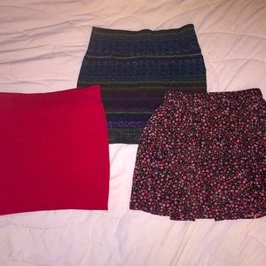 Forever 21, 3 for 1 skirts (red, tribal, floral)